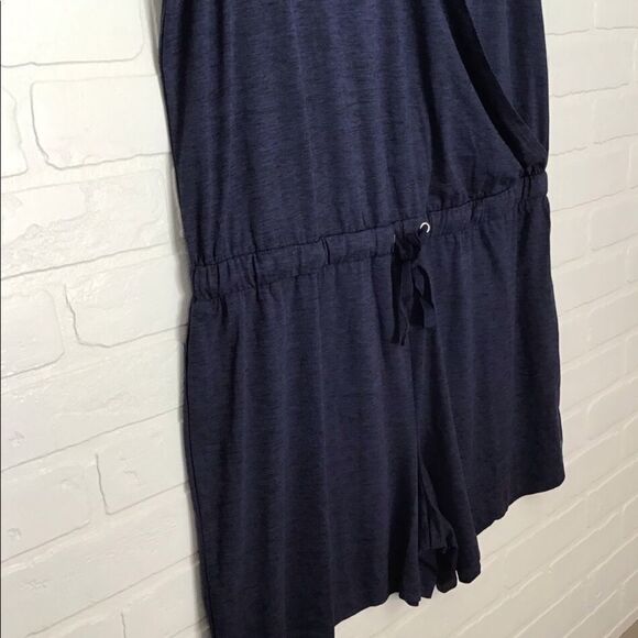 Reitmans Navy Sleeveless Resort Romper Elastic Waist Shortall XL NWT shortall - Picture 3 of 16